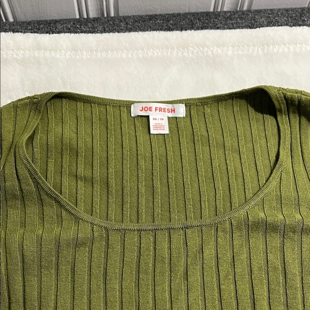 Joe Fresh Olive Ribbed Knit Top - Picture 3 of 4